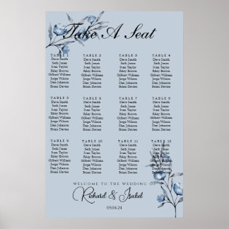 Poster Blue Floris 24 Gráfico de Casamento de Mesa