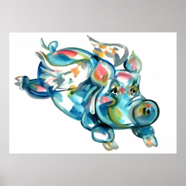 Poster Blue Flying Pig Angel (Frente)