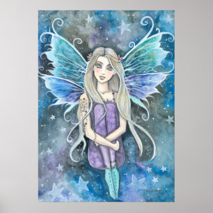 Poster Blue Galaxy Fairy Art de Molly Harrison