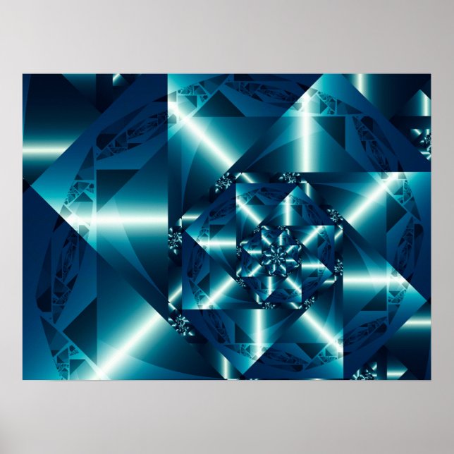 Poster Blue Geometric Spiral (Frente)