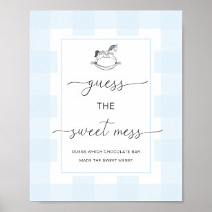 Poster Blue Gingham Rocking Horse acha que a doce Mess