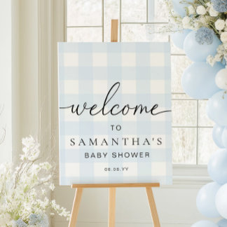 Poster Blue Gingham Welcome Sign