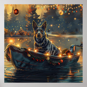 Poster Blue Heeler Natal Festivo Viagem