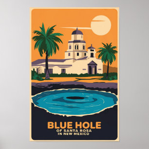 Poster Blue Hole New Mexico Viagem Art Vintage