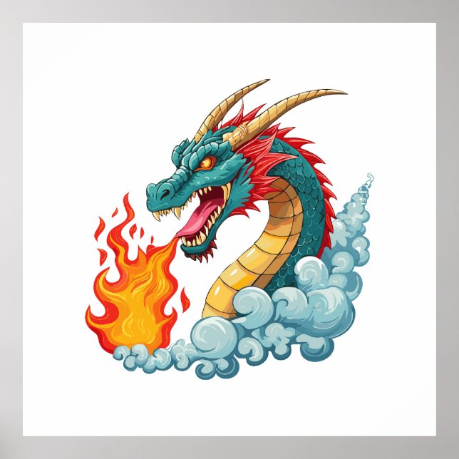 Poster Blue horned dragon (Frente)