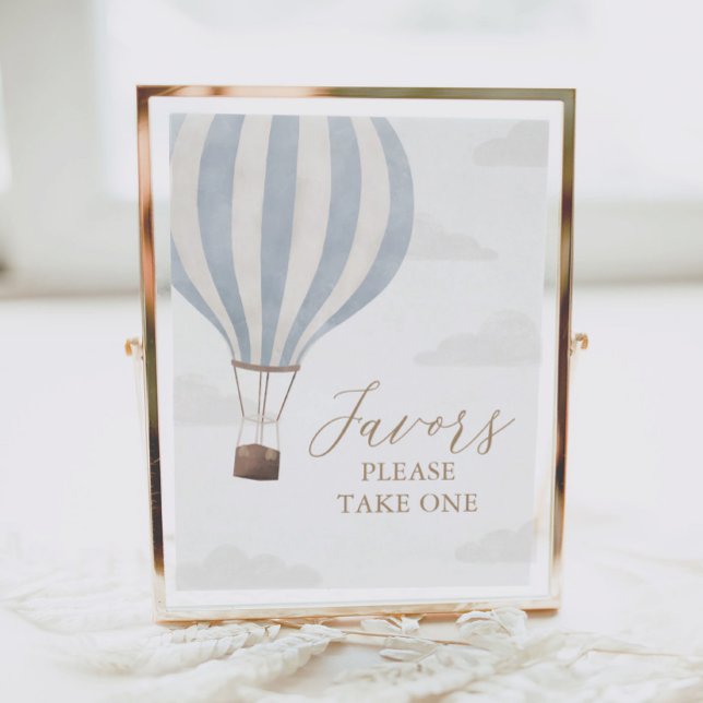 Poster Blue Hot Air Balloon Birthday - Sinal de Favoritos (Criador carregado)