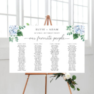 Poster Blue Hydrangea 4 Banquet Mesa Seating Chart