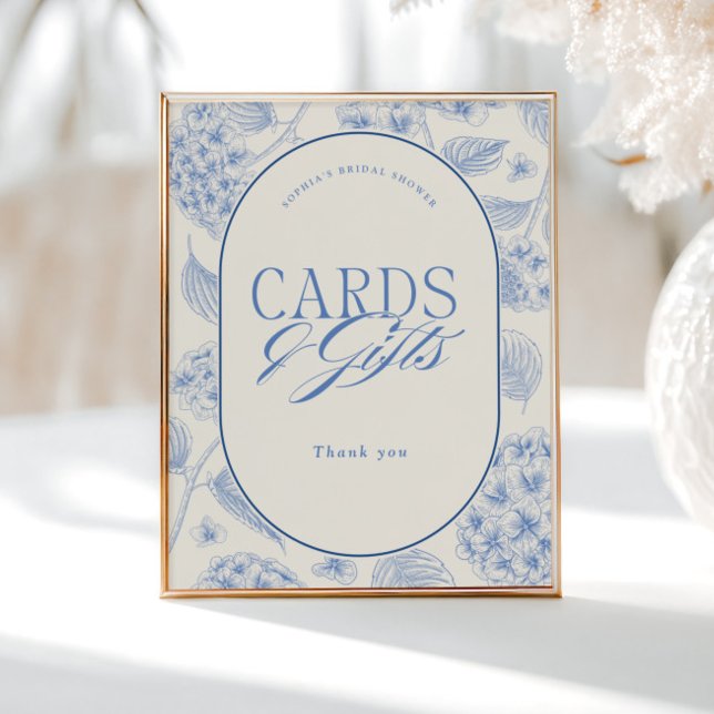 Poster Blue Hydrangea Bridal Shower Cards Gifts (Criador carregado)