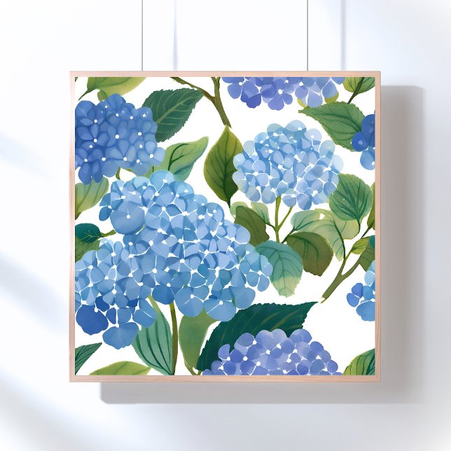 Poster Blue Hydrangeas | Linda Floral Bush (Criador carregado)