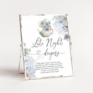 Poster Blue Hydrangeas tea party bebê fraldas noturnas ta