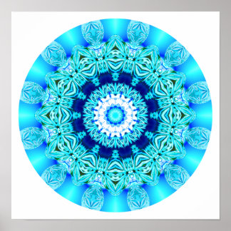 Poster Blue Ice Lace Mandala, Abstrato Aqua