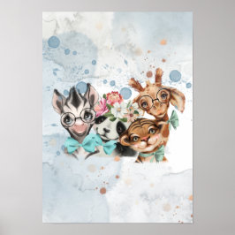 Poster Blue Jungle Safari — um chá de fraldas selvagem