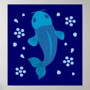 Pôster Blue Koi Fish