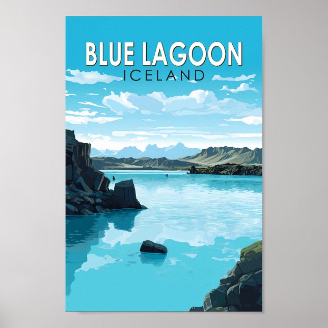 Poster Blue Lagoon Islândia Viagem Art Vintage (Frente)