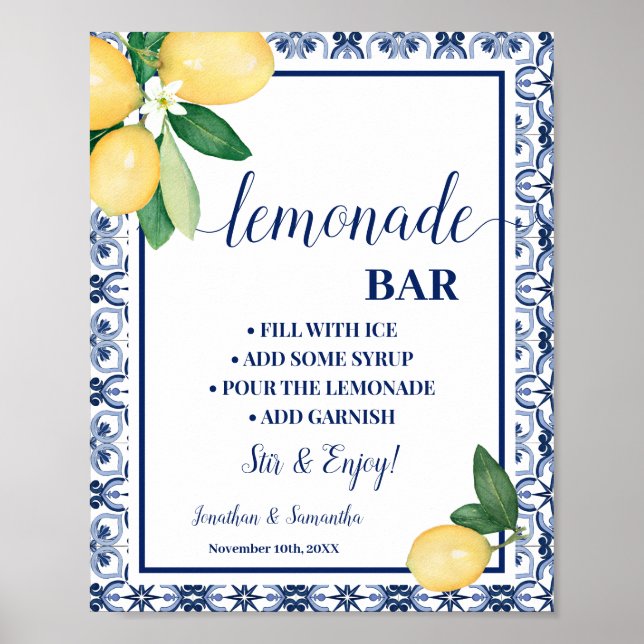 Poster Blue Lemons Mediterranean Lemonade Bar  (Frente)