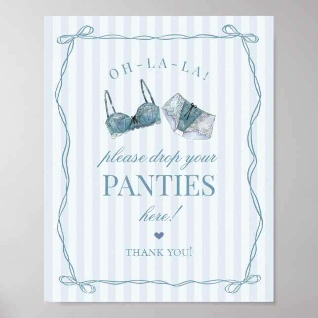 Poster Blue Lingerie Bachelorette Panties Please Sign (Frente)