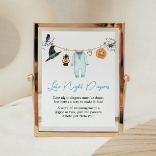 Poster Blue Little Boo Halloween Fraldas Noturnas Tardes