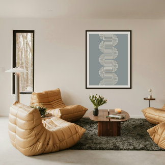 Poster Blue Lombard Wavy Lines Modern Minimal Art Print