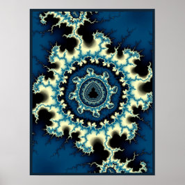 Poster Blue Mandelbrot Fractal