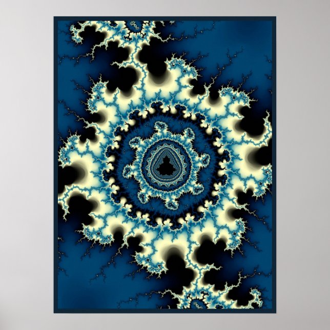 Poster Blue Mandelbrot Fractal (Frente)