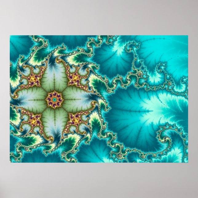 Poster Blue Mandelbrot Fractal (Frente)