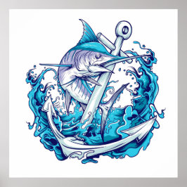 Poster Blue Marlin e Âncora
