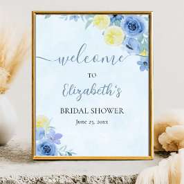 Poster Blue Mediterranean Lemon Bridal shower