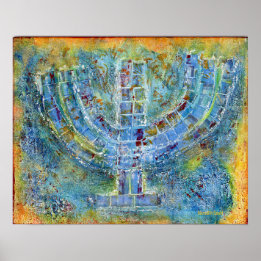 Poster Blue Menorah