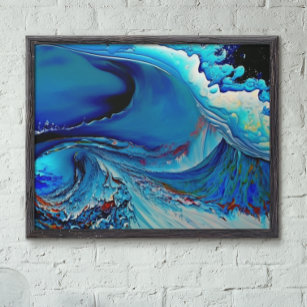 Poster Blue Modern Fluid art Abstrato