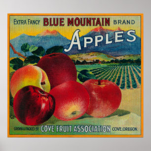 Pôster Blue Mountain Apple Crate LabelCove, OR