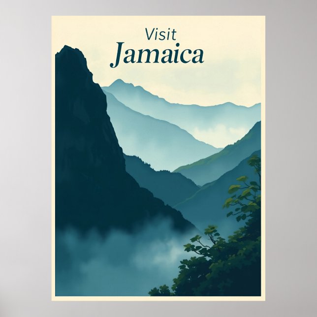 Poster Blue Mountains, Jamaica – Misty Highlands Travel (Frente)