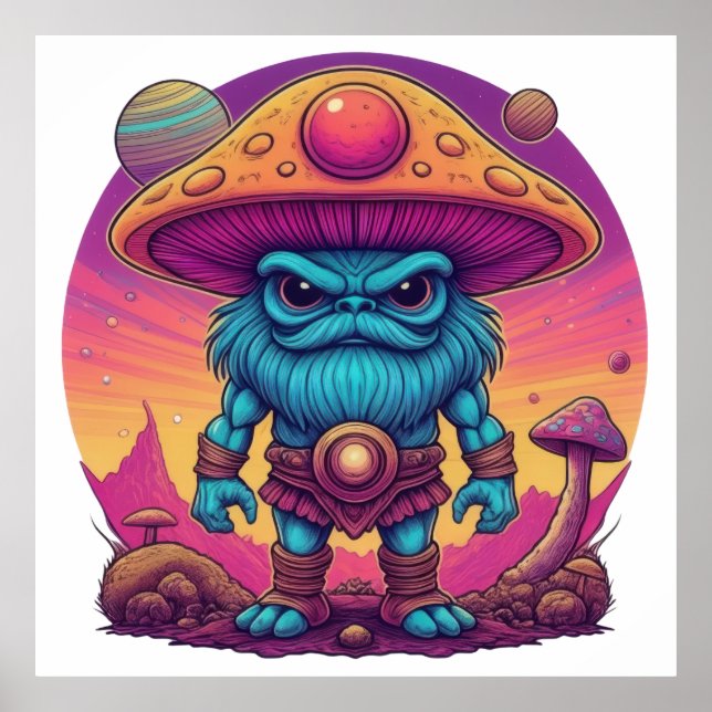 Poster Blue Mushroom Warrior (Frente)
