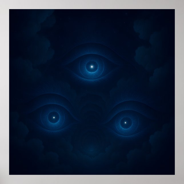 Poster Blue Mystic Energy Eyes Wall Art (Frente)