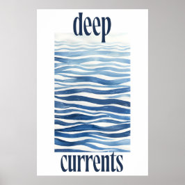 Poster Blue Ocean Waves Art Print Abstract Coastal Wall