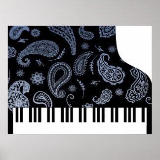 Poster Blue Paisley Piano