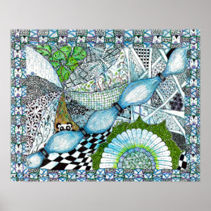 Poster Blue Panda World Print