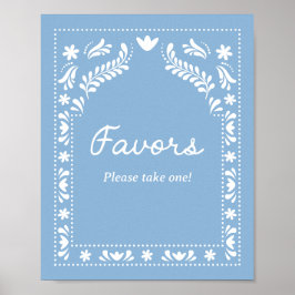 Poster Blue Papel Picado Favor Sinal
