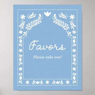 Poster Blue Papel Picado Favor Sinal