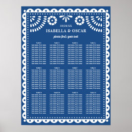 Poster Blue Papel Picado Sinal de Recepção de casamento