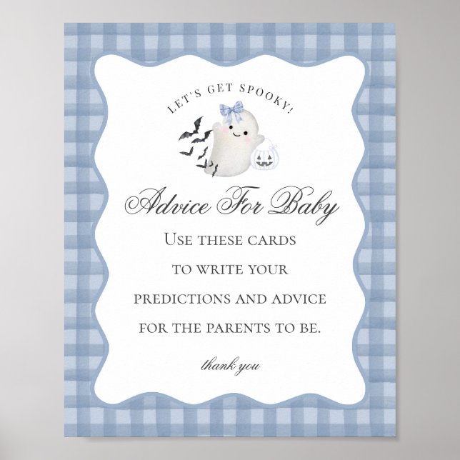 Poster Blue Pastel Little Boo Ghost Advice for Baby Sign (Frente)