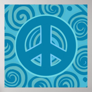 Poster Blue Peace Sign Design