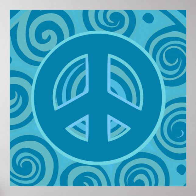 Poster Blue Peace Sign Design (Frente)