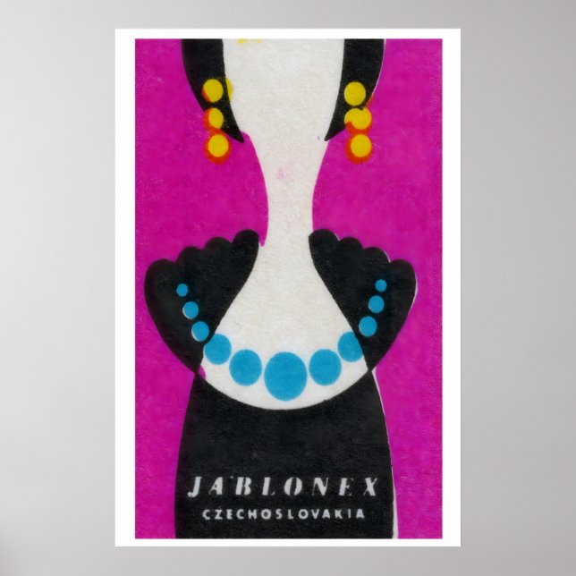 Poster Blue Pearl Necklace - Matchbox Print - Czech Wall (Frente)