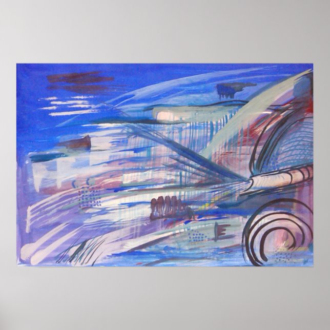Poster Blue Pink and Grey Abstract Art (Frente)