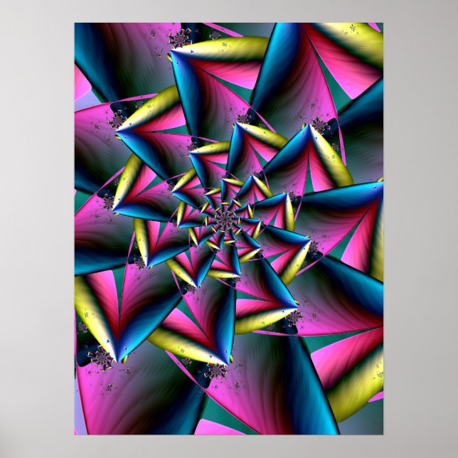 Poster Blue, Pink and Yellow Spiral (Frente)
