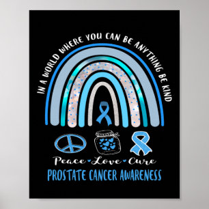 Poster Blue Prostate Cancer Peace Love Cure Tee In T