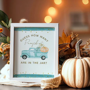Poster Blue Pumpkin Truck Guia Jogo do Chá de fraldas Pum