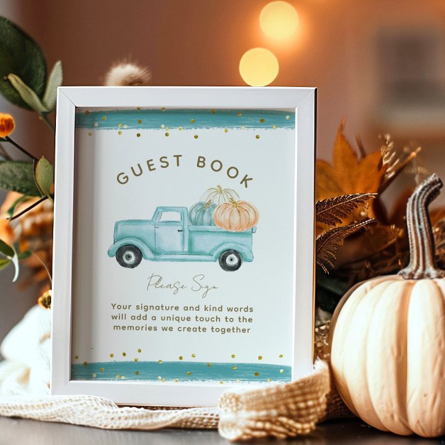 Poster Blue Pumpkin Truck Modern Fall Book (Criador carregado)