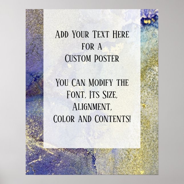 Poster Blue, Purple & Gold Marbled Alcohol Ink DIY (Frente)
