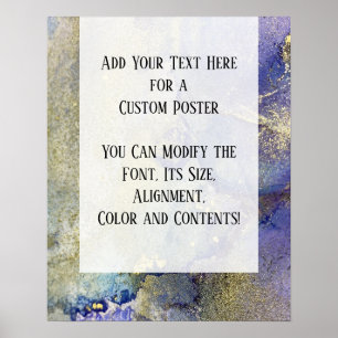 Poster Blue, Purple & Gold Marbled Alcohol Ink DIY